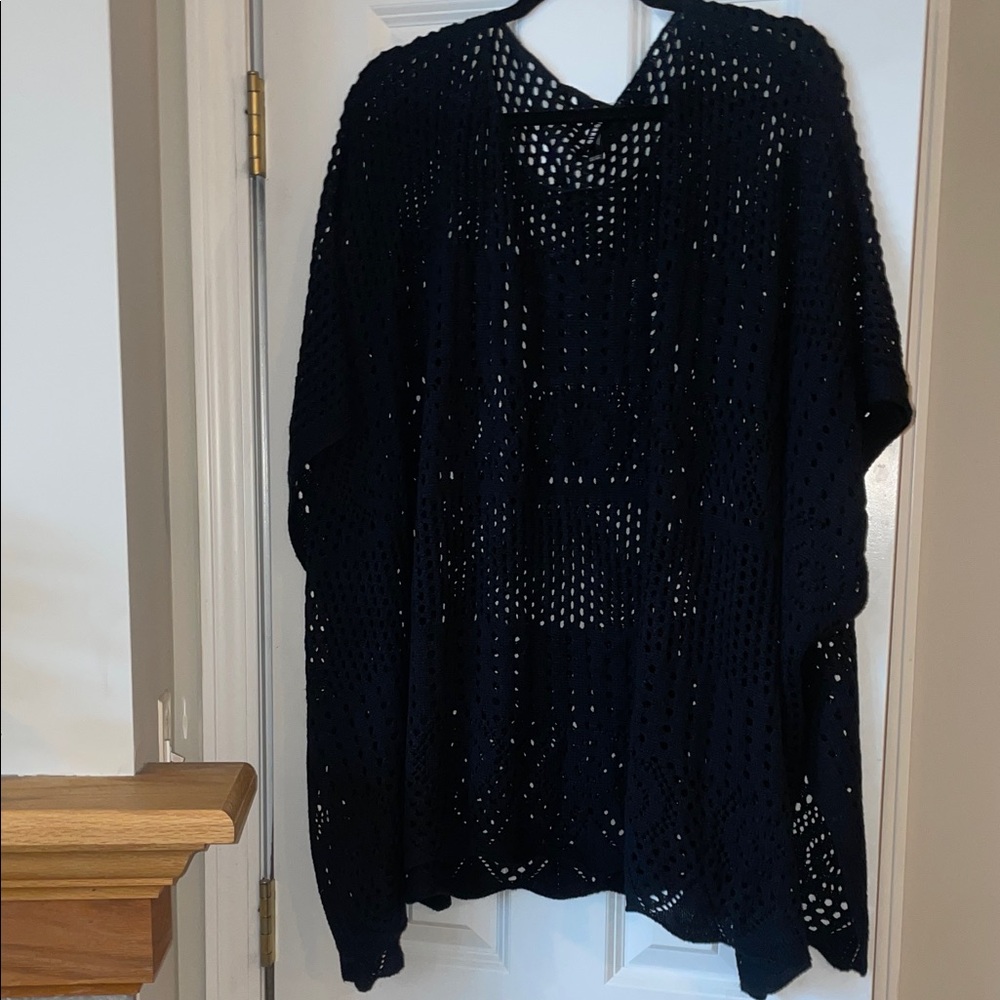 torrid Navy Open-Knit Poncho Sweater
